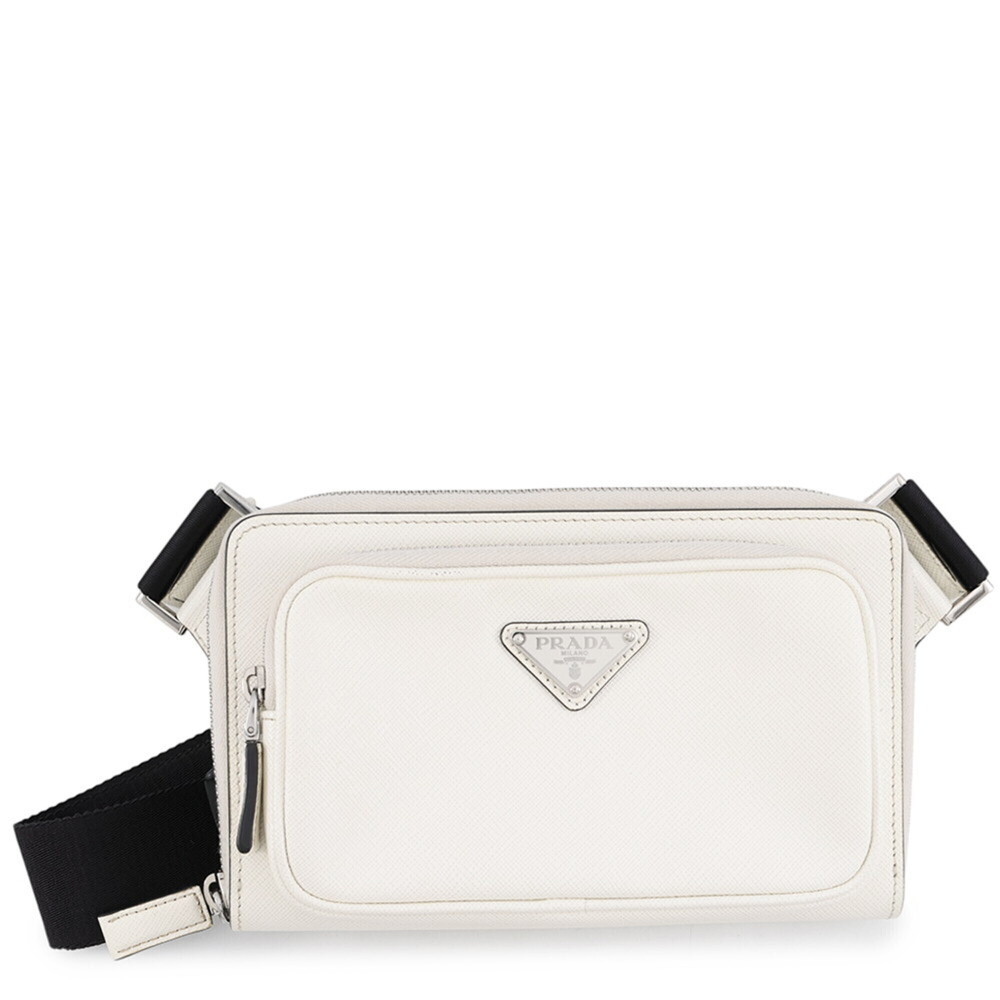 Prada Body Bag Saffiano Triangle 2VH156 PRADA Handbag Men's White